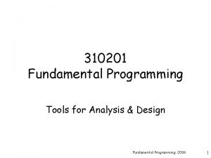 310201 Fundamental Programming Tools for Analysis Design Fundamental