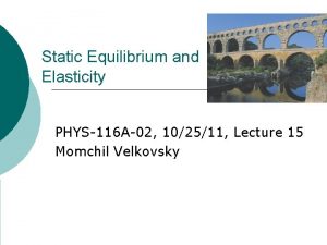 Static Equilibrium and Elasticity PHYS116 A02 102511 Lecture