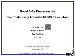 Novel Si Ge Processes for Electrostatically Actuated MEMS