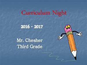 Curriculum Night 2016 2017 Mr Chesher Third Grade