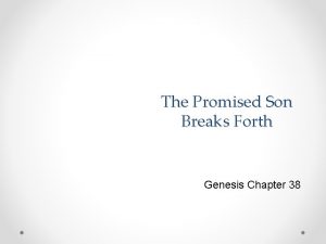 The Promised Son Breaks Forth Genesis Chapter 38