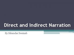 Direct and Indirect Narration By Sikandar Seemab Reporting