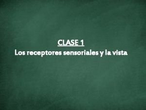 CLASE 1 Los receptores sensoriales y la vista