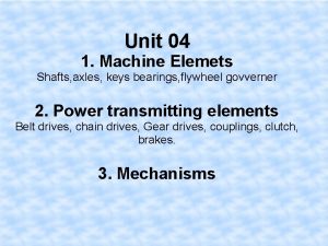 Unit 04 1 Machine Elemets Shafts axles keys