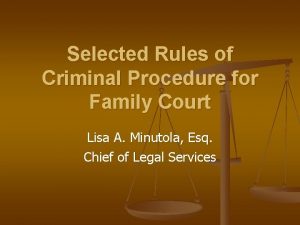 Selected Rules of Criminal Procedure for Family Court