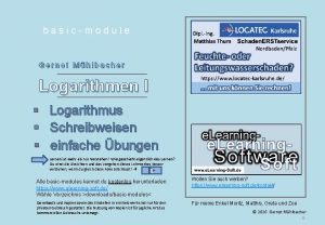 basicmodule Gernot Mhlbacher Logarithmen I Logarithmus Schreibweisen einfache