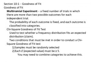 Section 10 1 Goodness of Fit Multinomial Experiment