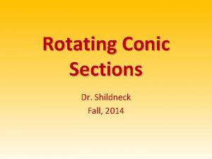 Rotating Conic Sections Dr Shildneck Fall 2014 Rotating