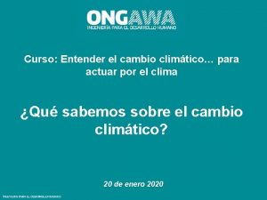 Curso Entender el cambio climtico para actuar por