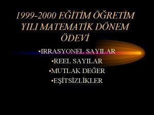 1999 2000 ETM RETM YILI MATEMATK DNEM DEV