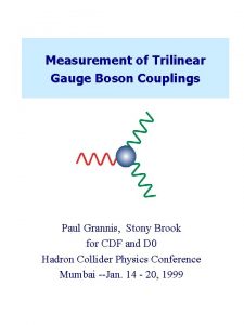 Measurement of Trilinear Gauge Boson Couplings Paul Grannis