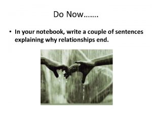 Do Now In your notebook write a couple