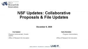 NSF Updates Collaborative Proposals File Updates December 9