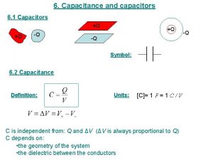 6 Capacitance and capacitors 6 1 Capacitors Q