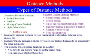 Distance Methods Types of Distance Methods Standard Candle