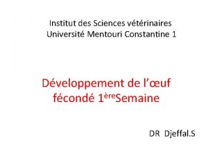 Institut des Sciences vtrinaires Universit Mentouri Constantine 1