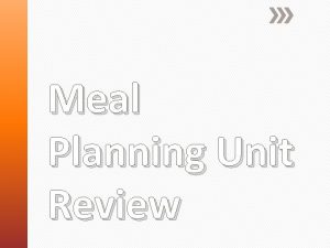 Meal Planning Unit Review T or F Meal