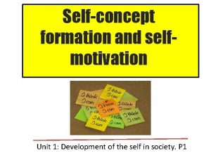 Selfconcept formation and selfmotivation Unit 1 Development of