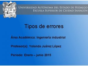 Tipos de errores rea Acadmica Ingeniera industrial Profesora