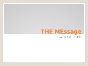 THE MEssage How to find THEME Theme is