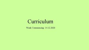 Curriculum Week Commencing 14 12 2020 This Week