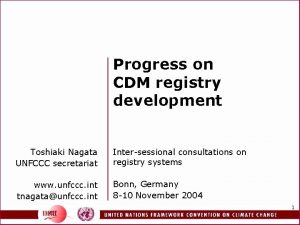 Progress on CDM registry development Toshiaki Nagata UNFCCC