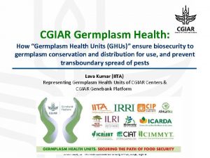 CGIAR Germplasm Health How Germplasm Health Units GHUs