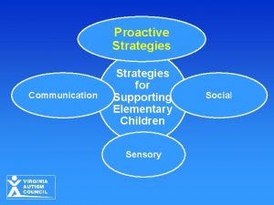 Proactive Strategies Communication Strategies for Supporting Elementary Children