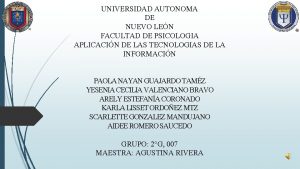 UNIVERSIDAD AUTONOMA DE NUEVO LEN FACULTAD DE PSICOLOGIA