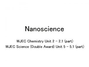 Nanoscience WJEC Chemistry Unit 2 2 1 part