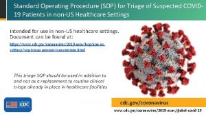 Standard Operating Procedure SOP for Triage of Suspected
