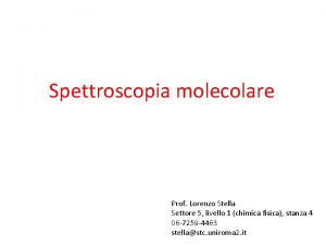 Spettroscopia molecolare Prof Lorenzo Stella Settore 5 livello