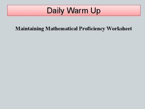 Daily Warm Up Maintaining Mathematical Proficiency Worksheet Equations