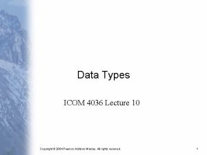 Data Types ICOM 4036 Lecture 10 Copyright 2004