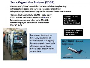 Trace Organic Gas Analyzer TOGA Measure VOCsOVOCs needed