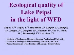 Ecological quality of Lake Peipsi in the light