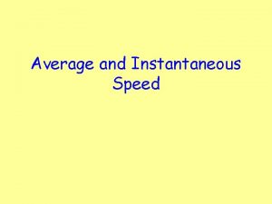 Average and Instantaneous Speed Learning Intention To learn