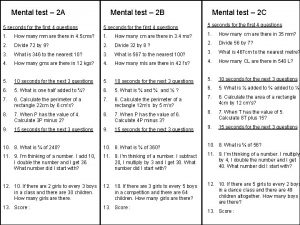 Mental test 2 A Mental test 2 B