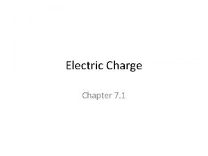 Electric Charge Chapter 7 1 Charge Atoms are