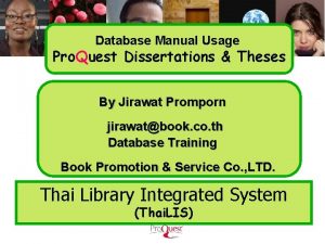 Database Manual Usage Pro Quest Dissertations Theses By