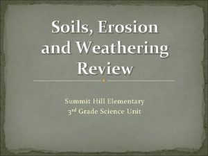 Soils Erosion and Weathering Review Summit Hill Elementary
