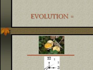 EVOLUTION EVOLUTION Change Over Time Evolution Big QUESTIONS