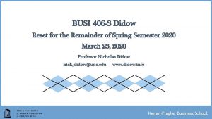 BUSI 406 3 Didow Reset for the Remainder