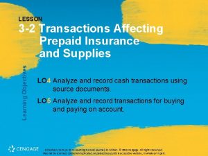 LESSON Learning Objectives 3 2 Transactions Affecting Prepaid