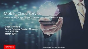 Mobile Cloud Service Enterprise Single Sign On SSO