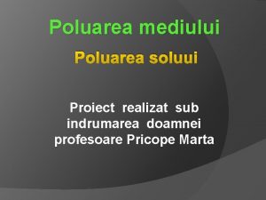 Poluarea mediului Poluarea soluui Proiect realizat sub indrumarea