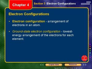 Chapter 4 Section 3 Electron Configurations Electron configuration