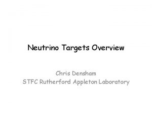 Neutrino Targets Overview Chris Densham STFC Rutherford Appleton