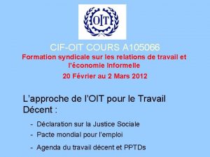 CIFOIT COURS A 105066 Formation syndicale sur les