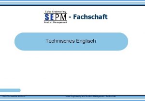 Fachschaft Technisches Englisch RuhrUniversitt Bochum Sales Engineering and